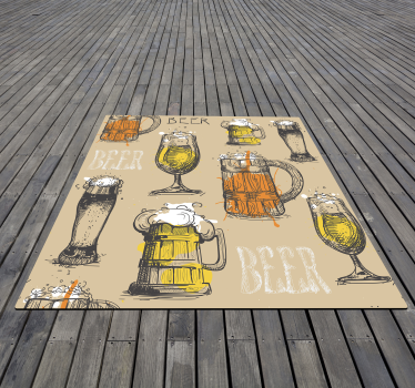 Alfombra vinílica comedor jarras cerveza vintage - TenVinilo