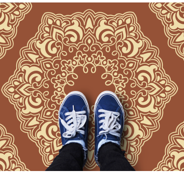 Alfombra vinílica mandala arreglo botánico complejo - TenVinilo