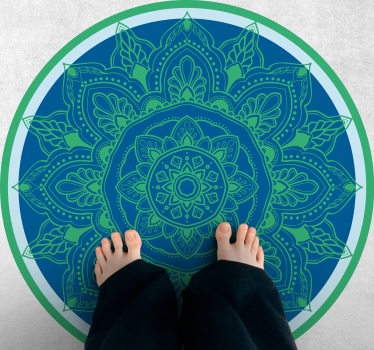 Alfombra vinílica mandala arreglo floral elaborado - TenVinilo