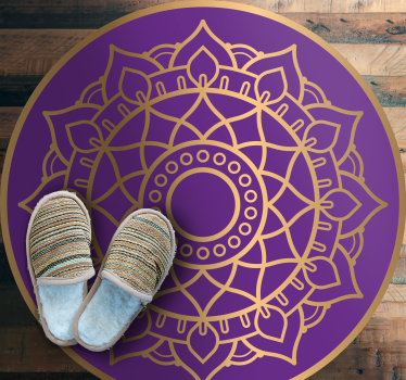 Alfombra vinílica mandala motivo morado y dorado - TenVinilo
