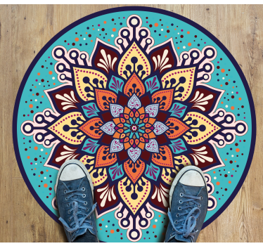 Alfombra vinílica mandala arte colorido en círculo - TenVinilo