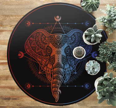 Alfombra vinílica mandala arte de elefantes - TenVinilo