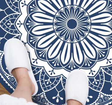 Alfombra vinílica mandala composición botánica de la marina - TenVinilo