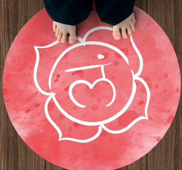 Alfombra vinílica mandala diseño de rosa circular - TenVinilo