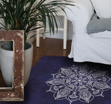 Alfombra vinílica mandala diseño floral intrincado - TenVinilo
