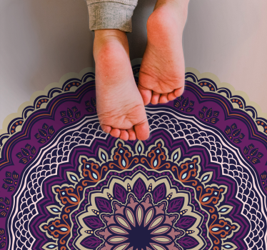 Alfombra vinílica mandala diseño morado vibrante - TenVinilo