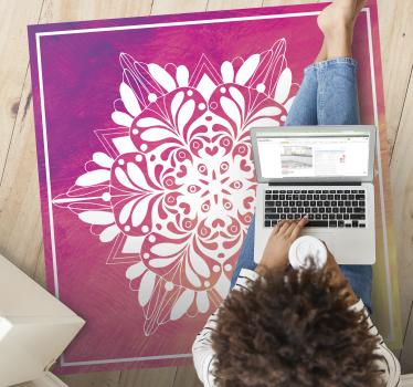 Alfombra vinílica mandala elaborado arreglo botánico - TenVinilo