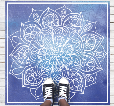 Alfombra vinílica mandala elaborado motivo floral - TenVinilo