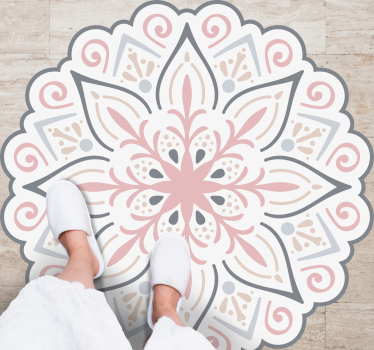 Alfombra vinílica mandala elegante elemento floral - TenVinilo