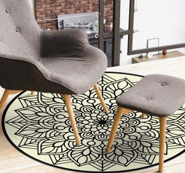 Alfombra vinílica mandala elegante emblema botánico - TenVinilo