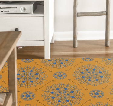 Alfombra vinílica mandala elegante estilo naranja - TenVinilo