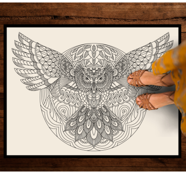 Alfombra vinílica mandala elegante patrón de búho - TenVinilo