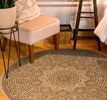 Alfombra vinílica mandala elegante patrón marrón - TenVinilo