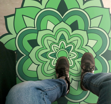 Alfombra vinílica mandala emblema de mandala verde - TenVinilo