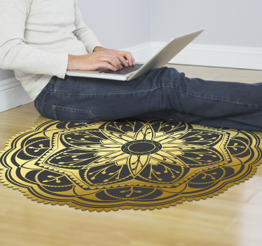 Alfombra pvc mandala floral efecto dorado - TenVinilo