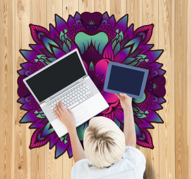 Alfombra pvc mandala floral lila y purpura - TenVinilo