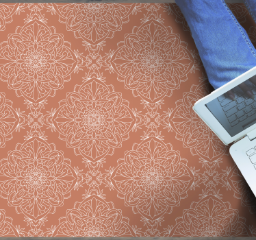 Alfombra vinílica mandala motivo de mosaico naranja - TenVinilo