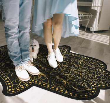 Alfombra vinílica mandala hamsa ornamental - TenVinilo