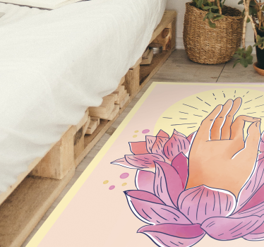 Alfombra vinílica mandala ilustración de flor espiritual - TenVinilo