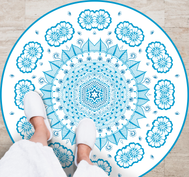 Alfombra vinílica mandala inspiración floral intrincada - TenVinilo