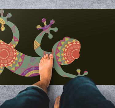 Alfombra vinílica mandala lagarto geométrico colorido - TenVinilo