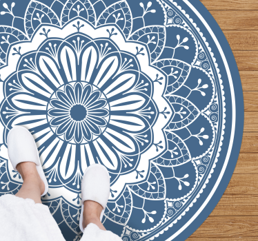 Alfombra vinílica mandala mandala azul elegante - TenVinilo