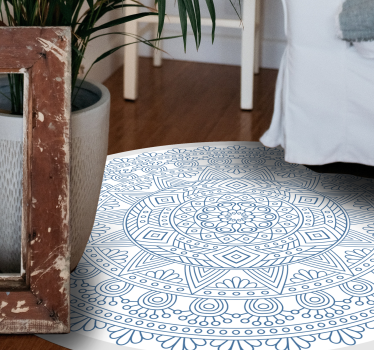 Alfombra vinílica mandala motivo azul complejo - TenVinilo