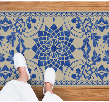 Alfombra vinílica mandala motivo botánico complejo - TenVinilo