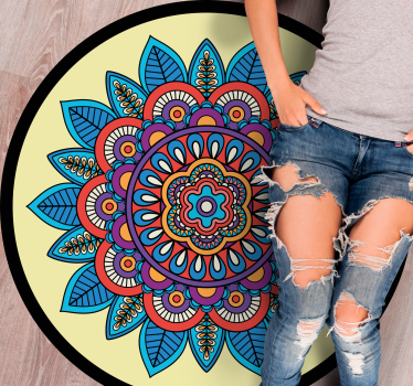 Alfombra vinílica mandala motivo circular colorido - TenVinilo