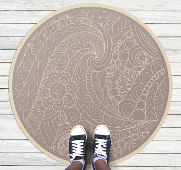 Alfombra vinílica mandala motivo circular intrincado - TenVinilo