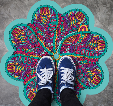 Alfombra vinílica mandala motivo colorido vibrante - TenVinilo