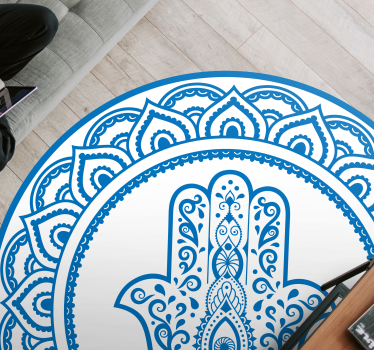 Alfombra vinílica mandala mano redonda de fátima - TenVinilo
