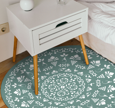 Alfombra vinílica mandala motivo de patrón floral - TenVinilo