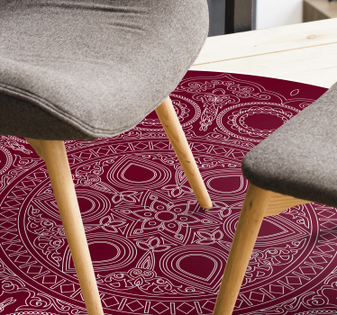 Alfombra vinílica mandala motivo rojo burdeos - TenVinilo