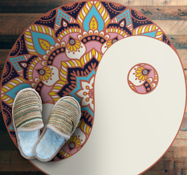 Alfombra vinílica mandala motivo yin yang - TenVinilo