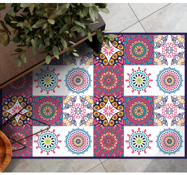 Alfombra vinílica hidráulica motivos florales vivos - TenVinilo