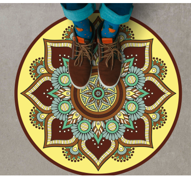 Alfombra vinílica mandala patrón adornado colorido - TenVinilo