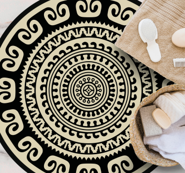 Alfombra vinílica mandala patrón circular clásico - TenVinilo