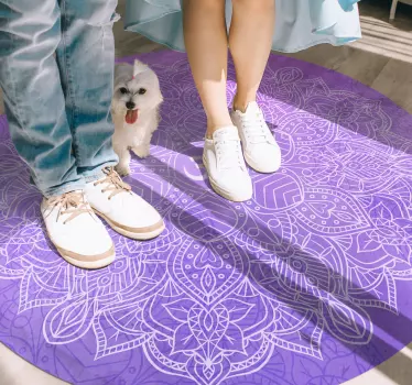 Alfombra vinílica mandala patrón de lavanda - TenVinilo