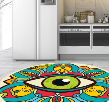 Alfombra vinílica mandala patrón de ojos coloridos - TenVinilo