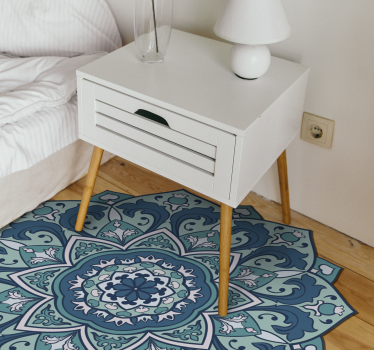 Alfombra vinílica mandala patrón elegante azul - TenVinilo