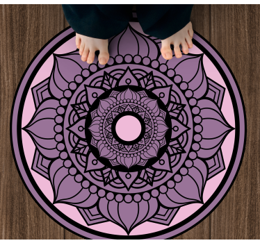 Alfombra vinílica mandala patrón floral circular - TenVinilo