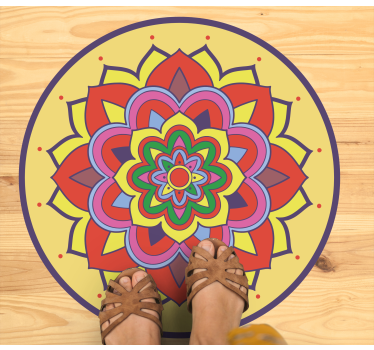 Alfombra vinílica mandala flor grande colorida - TenVinilo