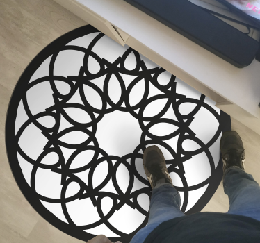 Alfombra vinílica mandala patrón negro intrincado - TenVinilo