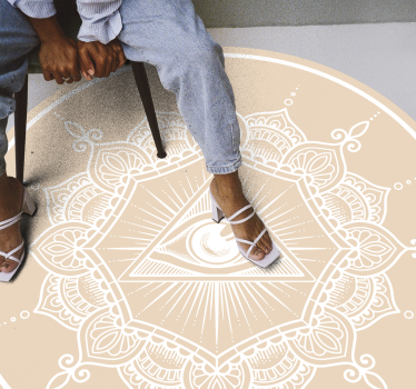 Alfombra vinílica mandala ojo beige que todo lo ve - TenVinilo