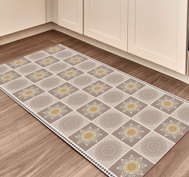 Alfombra vinílica mandala azulejos florales intrincados - TenVinilo