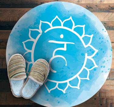 Alfombra vinílica mandala símbolo azul sereno - TenVinilo
