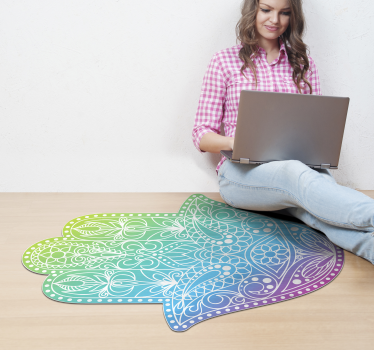 Alfombra pvc mano de fátima mandala - TenVinilo