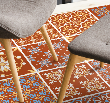 Alfombra vinílica hidráulica mosaico naranja - TenVinilo