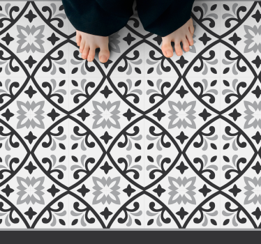 Alfombra vinílica hidráulica patrón floral monocromático - TenVinilo